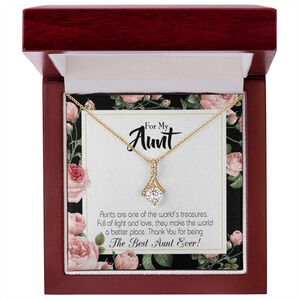 To My Aunt Best Aunt Ever Ribbon Necklace Gold Tone Luxury Box